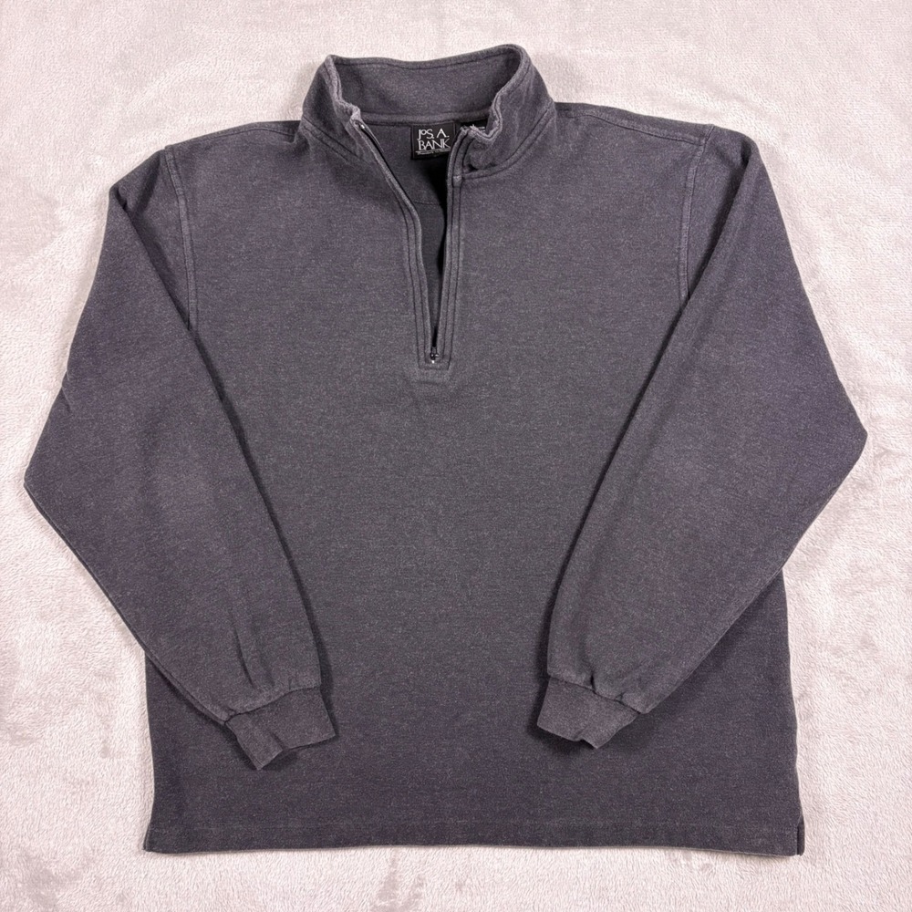 Jos A Bank Mens L Traveler Collection Charcoal Gray‎ 1/4 Zip Pullover Sweater